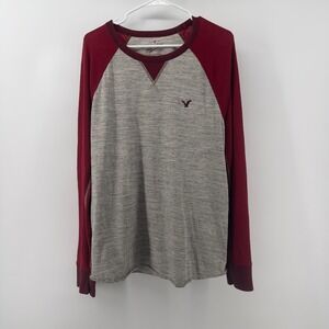 Vtg American Eagle Outfitters AEO Men L Heritage Classic Fit‎ Thermal Gray Red